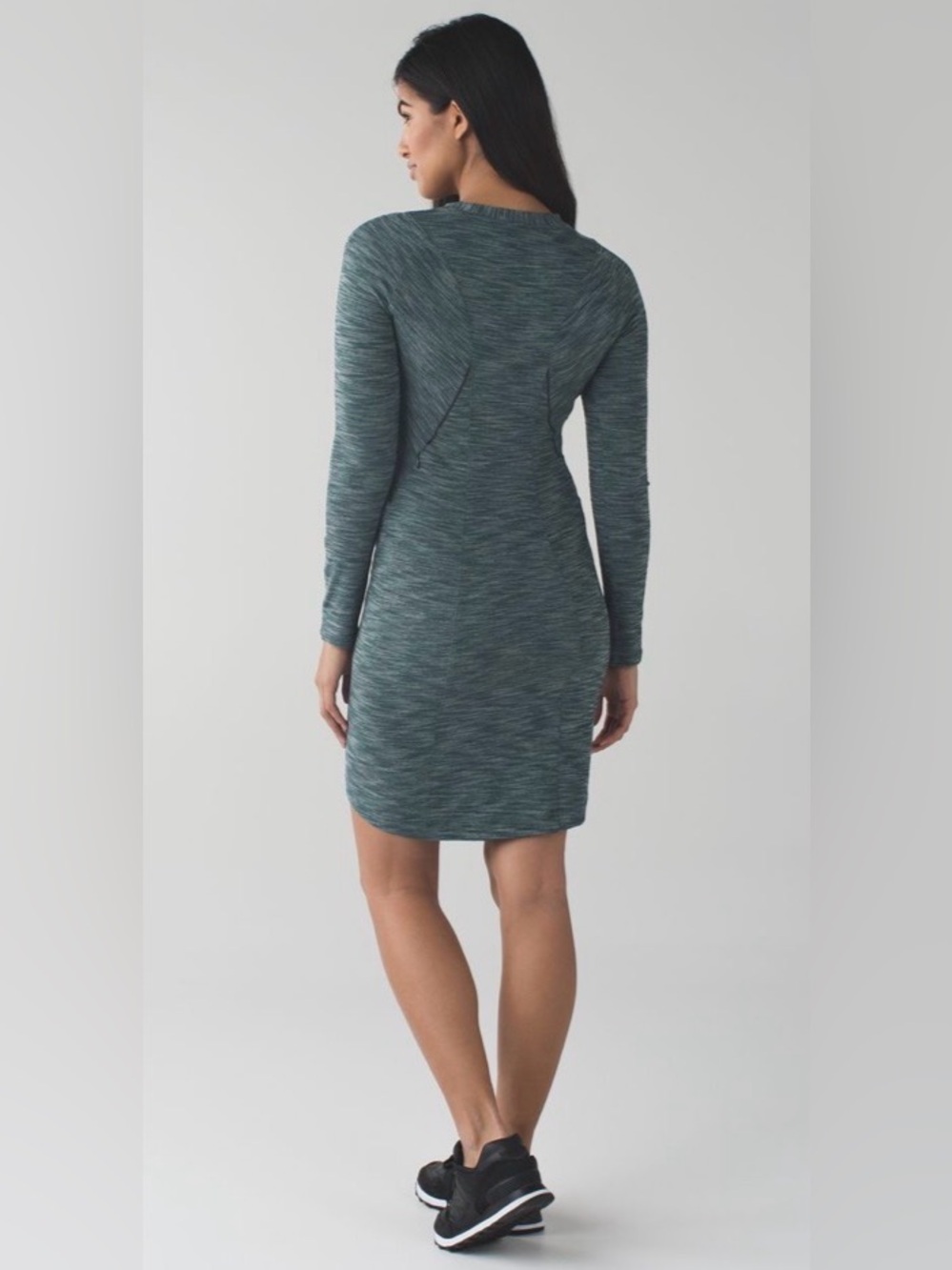 lululemon athletica &go Where to Heathered Teal Long-Sleeve Bodycon Dress - Picture 2 of 9